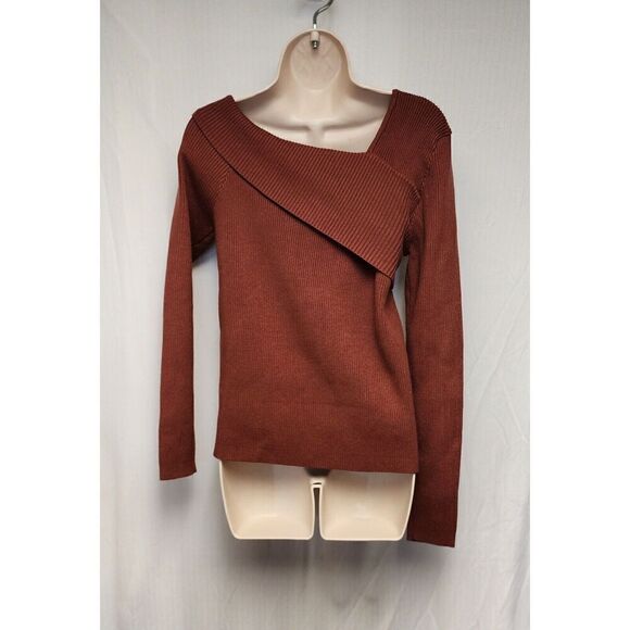 Anrabess Womens Off Shoulder Pullover Long Sleeve Sweater Size XL Color Brown - Picture 7 of 8